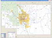 Colorado Springs Metro Area Wall Map Basic Style